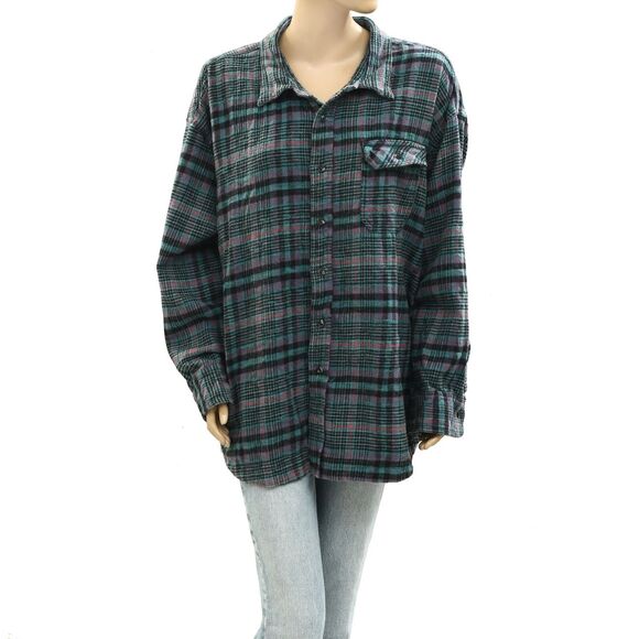 BDG Urban Outfitters Dani Flannel Shirt Tunic Top Oversized Butondown M 280902 - Picture 6 of 9
